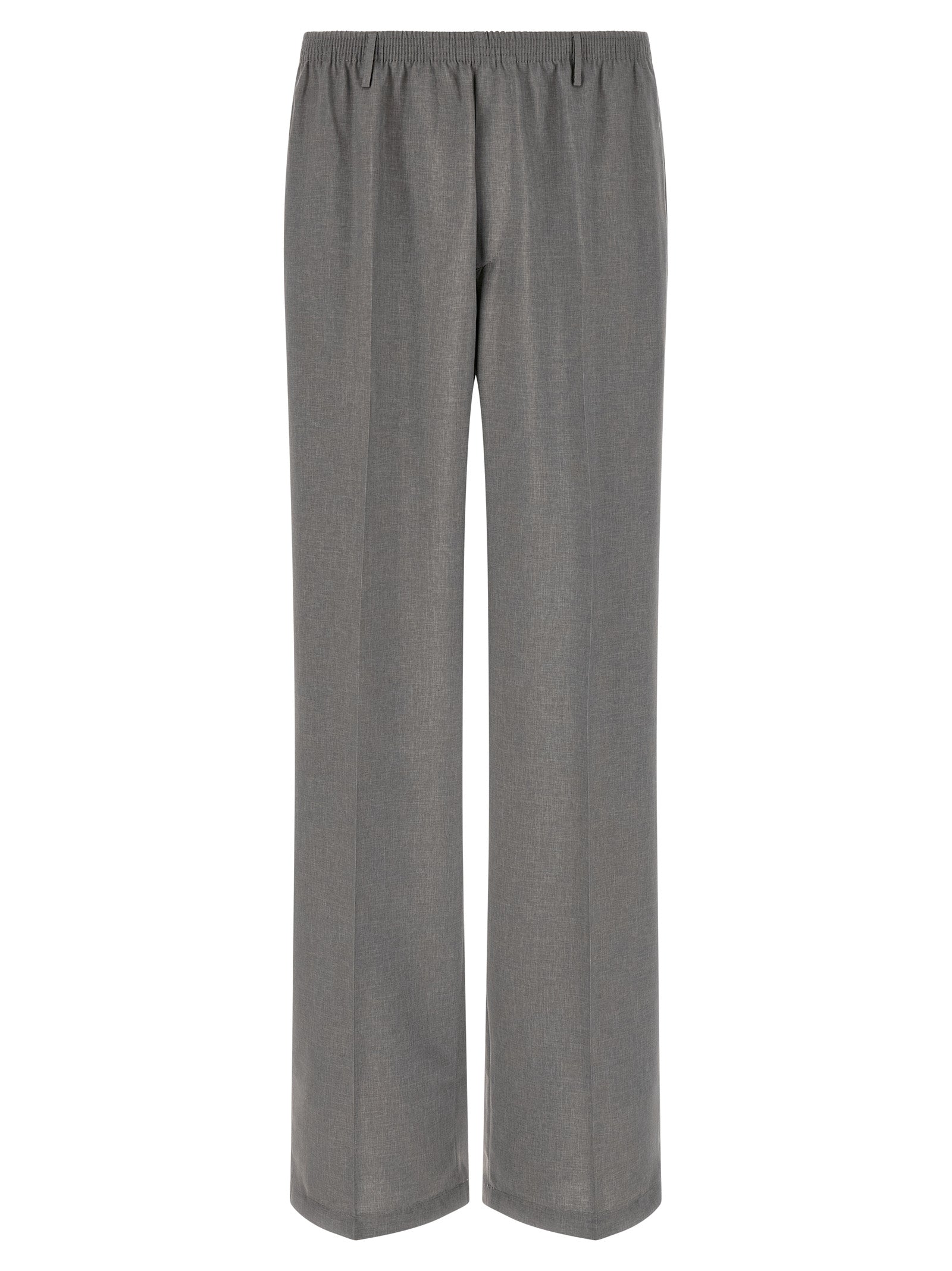 Gray Polyester Casual Pants