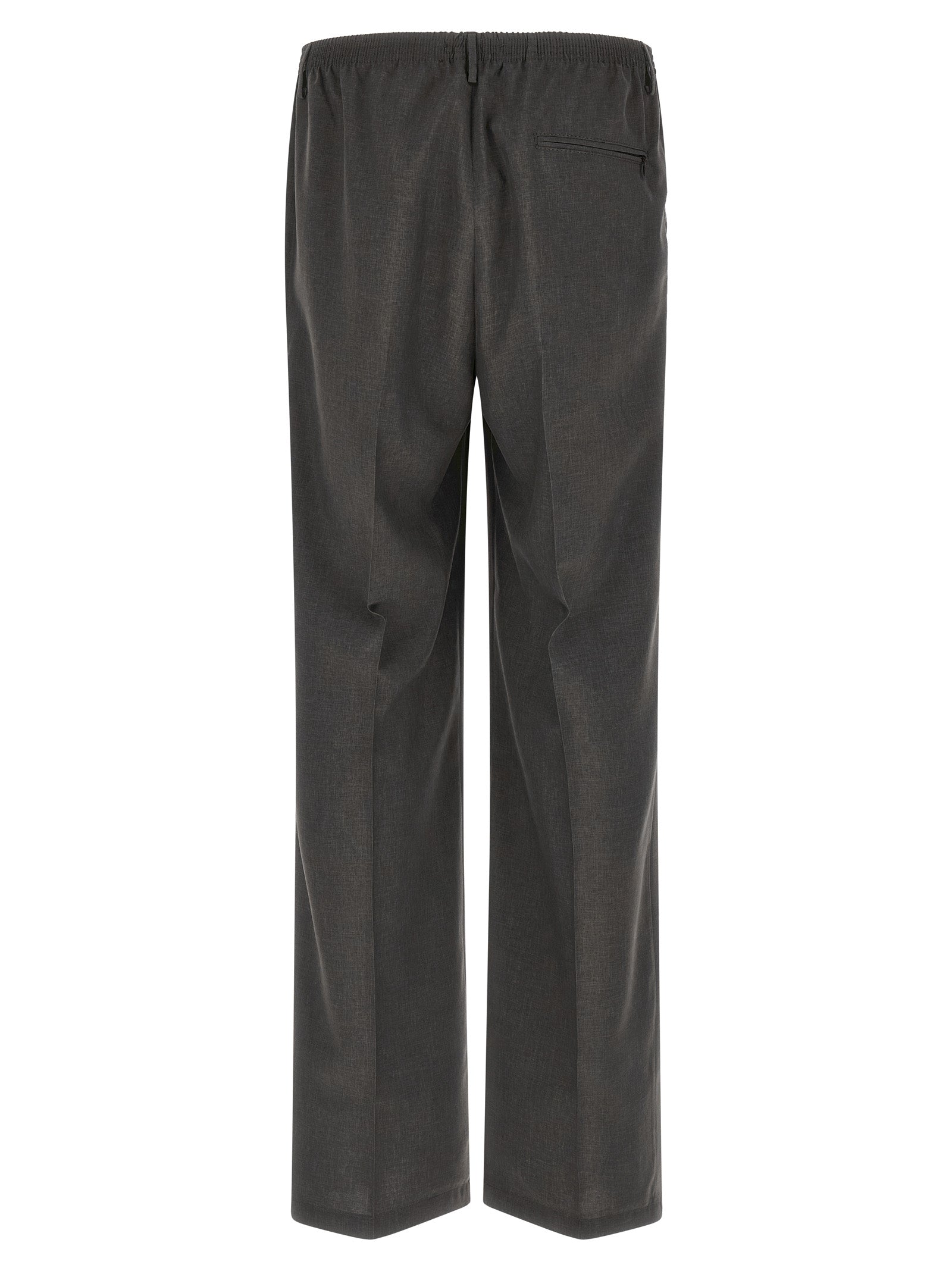 Gray Polyester Casual Pants
