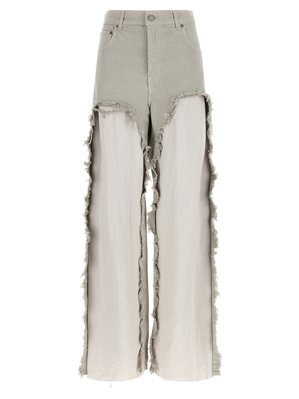 Gray Cotton Flared Jeans
