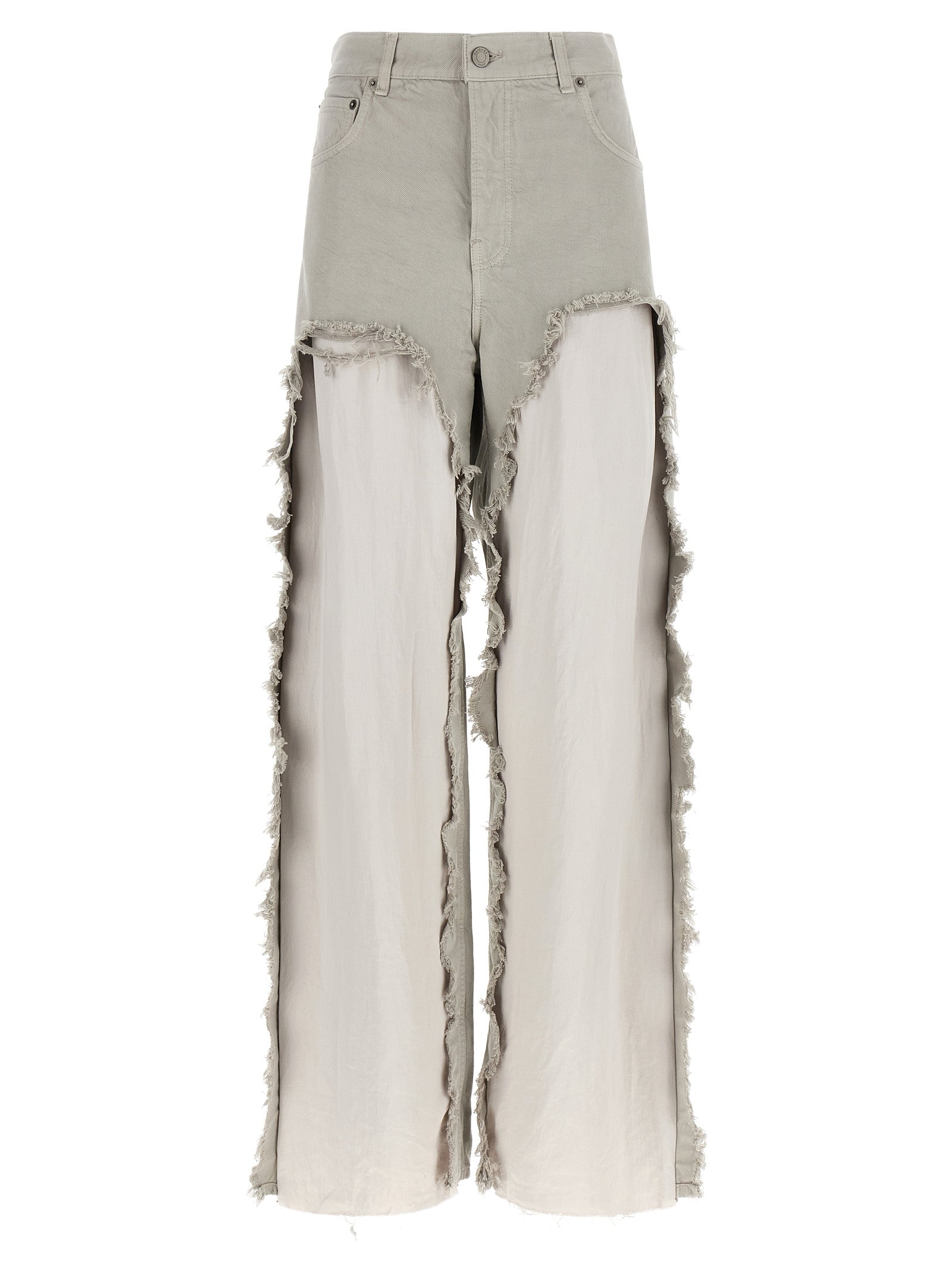 Gray Cotton Flared Jeans