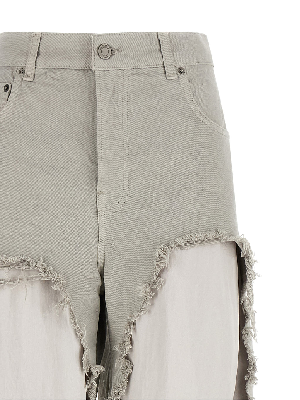 Gray Cotton Flared Jeans