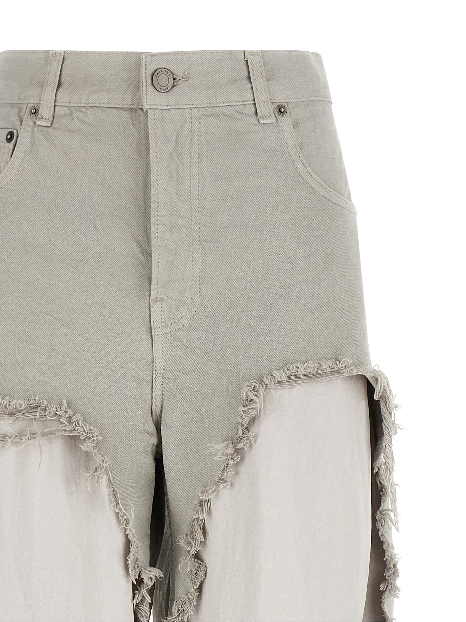 Gray Cotton Flared Jeans