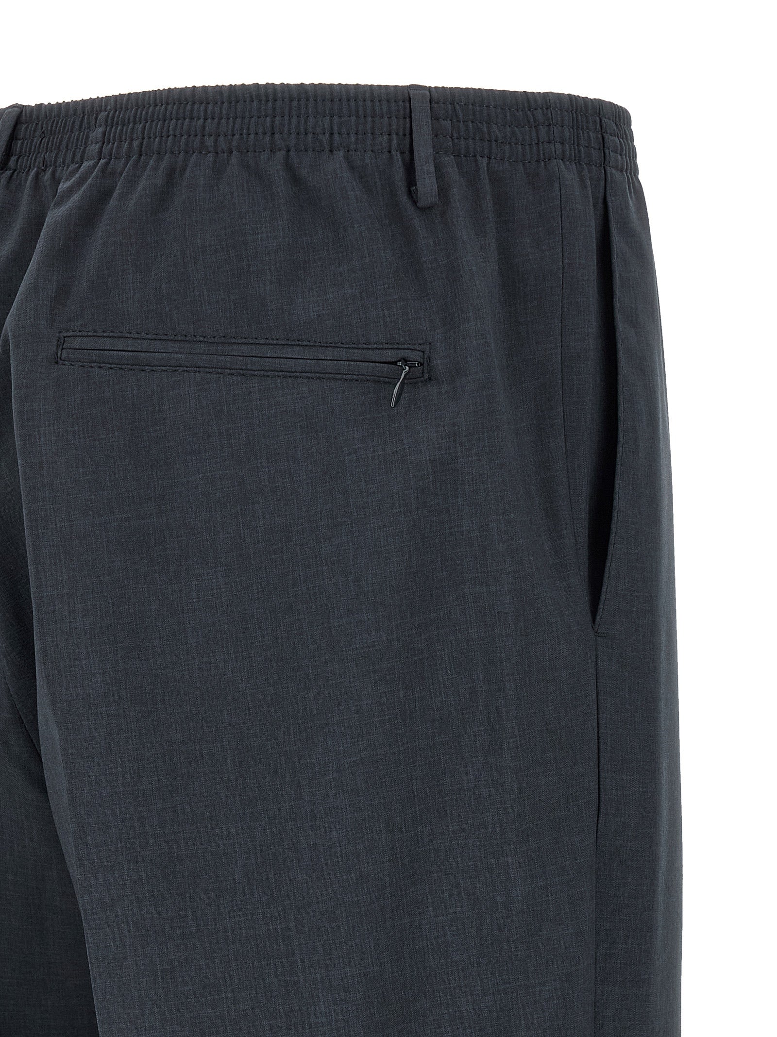 Black Polyester Casual Pants