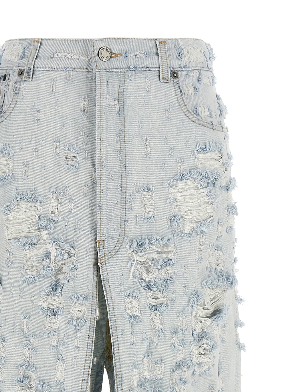Blue Cotton Mini Skirt