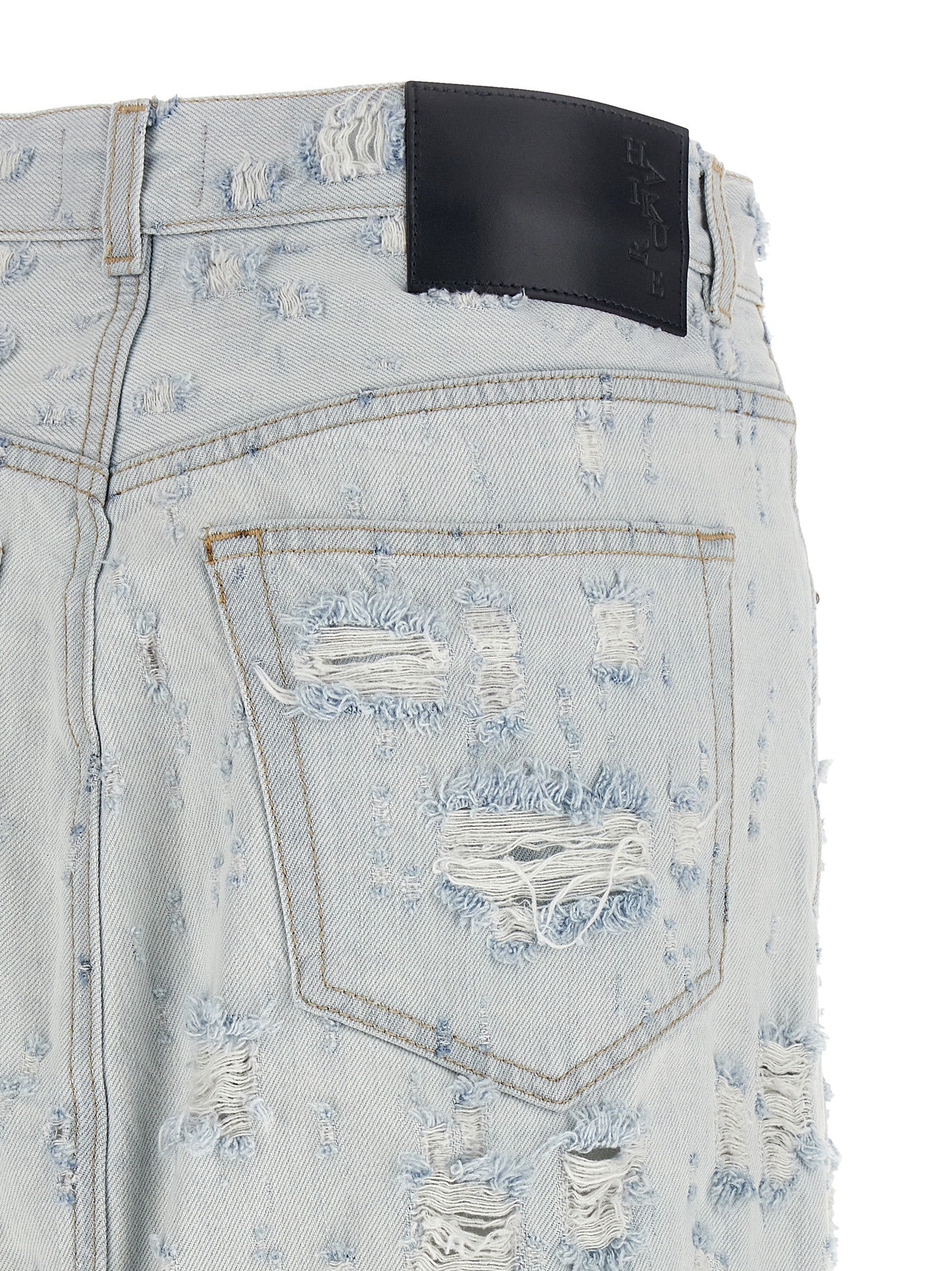 Blue Cotton Mini Skirt