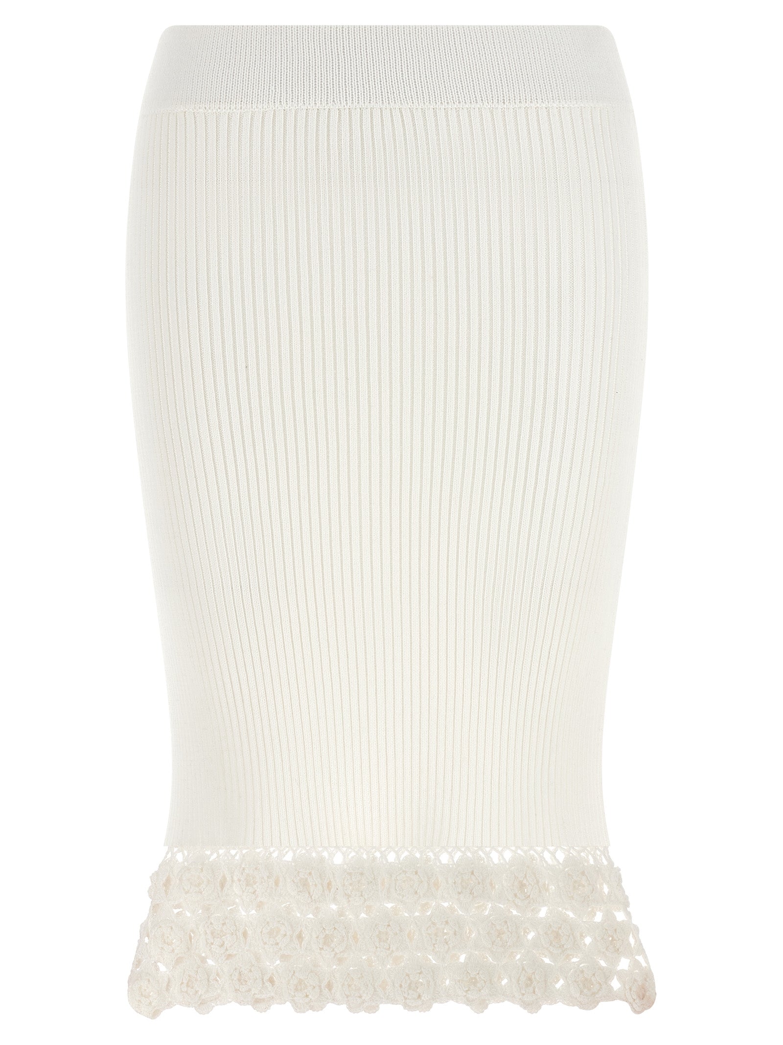White Organic Cotton Midi Skirt