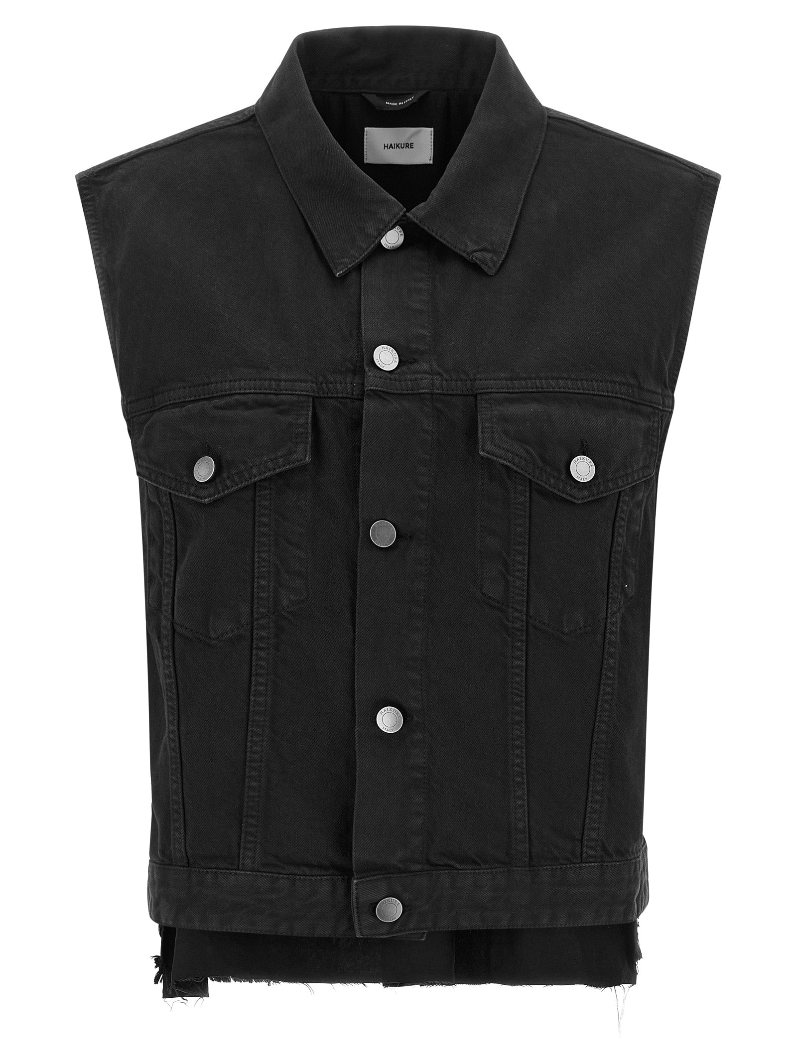 Black Cotton Sleeveless Jacket