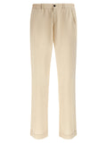 Beige Cotton Casual Pants