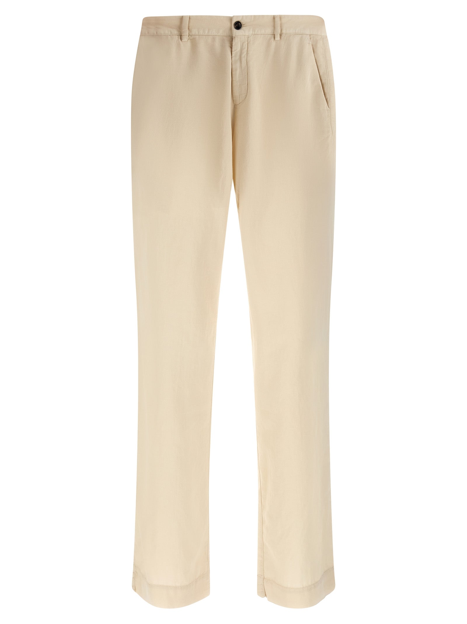 Beige Cotton Casual Pants