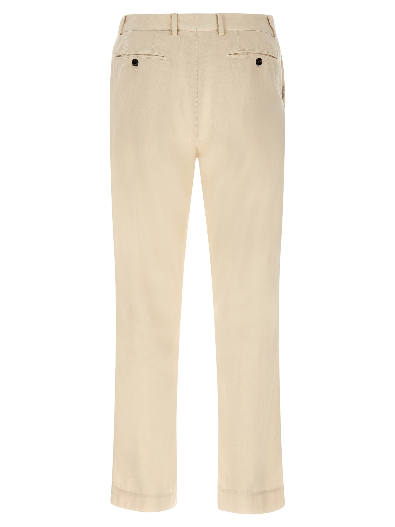 Beige Cotton Casual Pants
