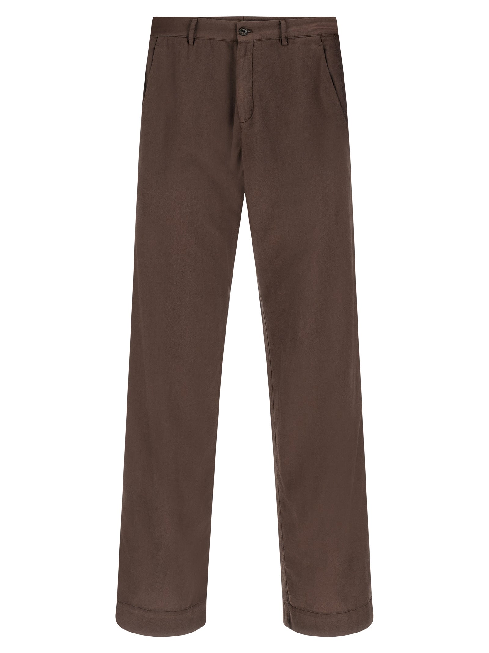 Brown Cotton Casual Pants