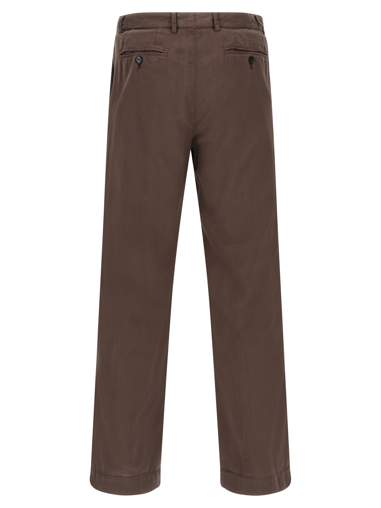 Brown Cotton Casual Pants