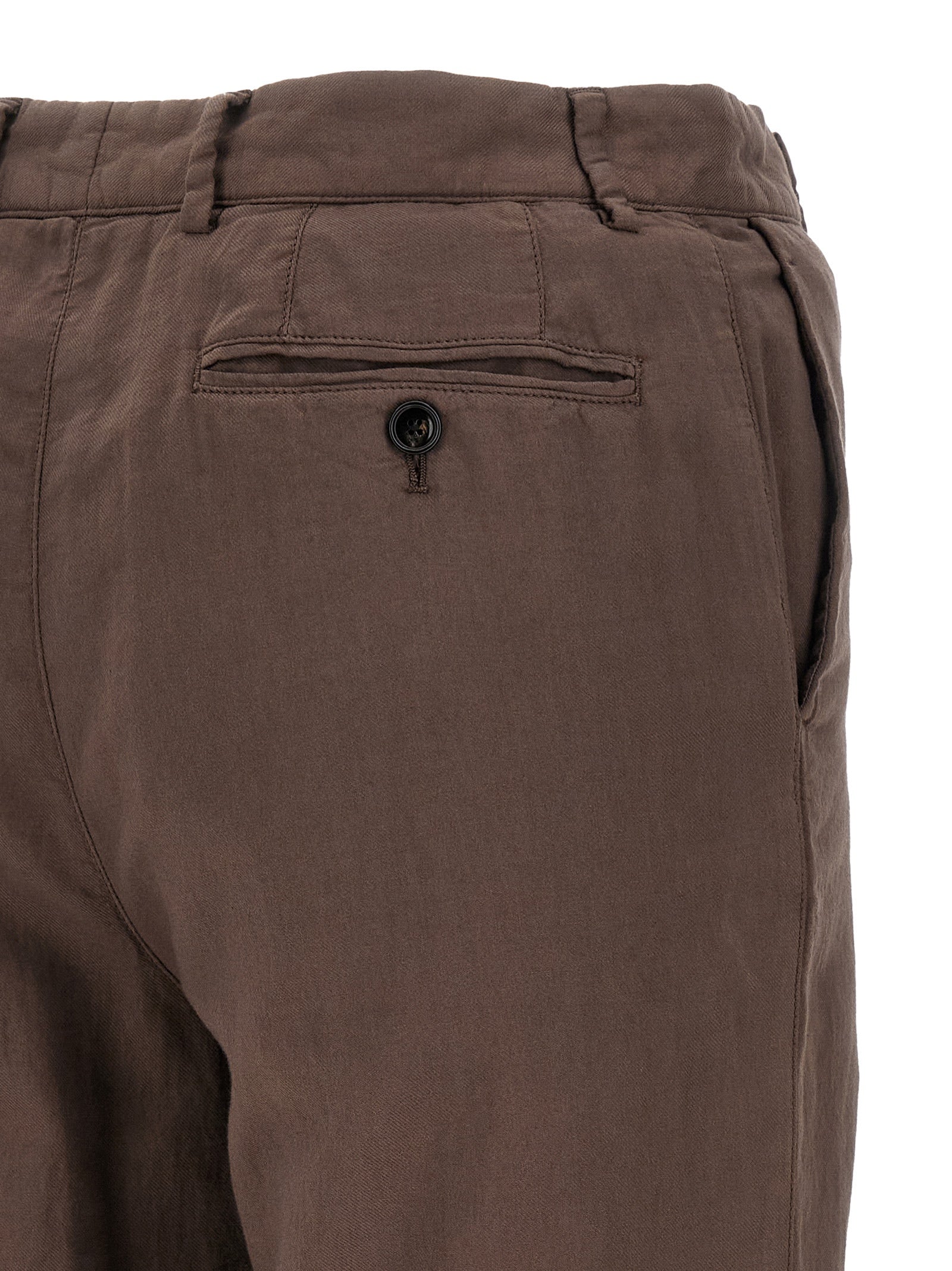 Brown Cotton Casual Pants