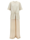 Beige Cotton Long Dress