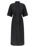 Black Cotton Midi Dress