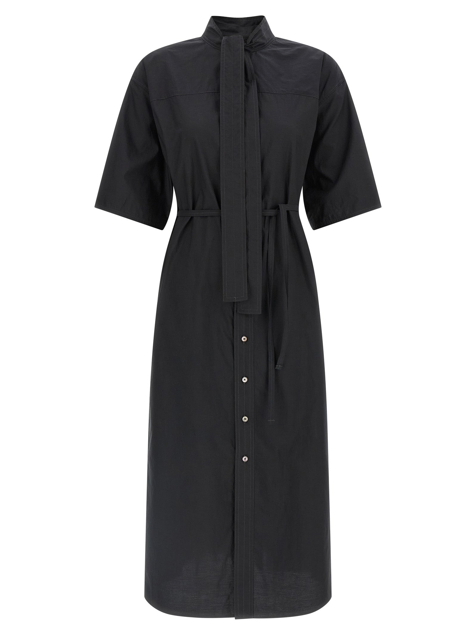 Black Cotton Midi Dress
