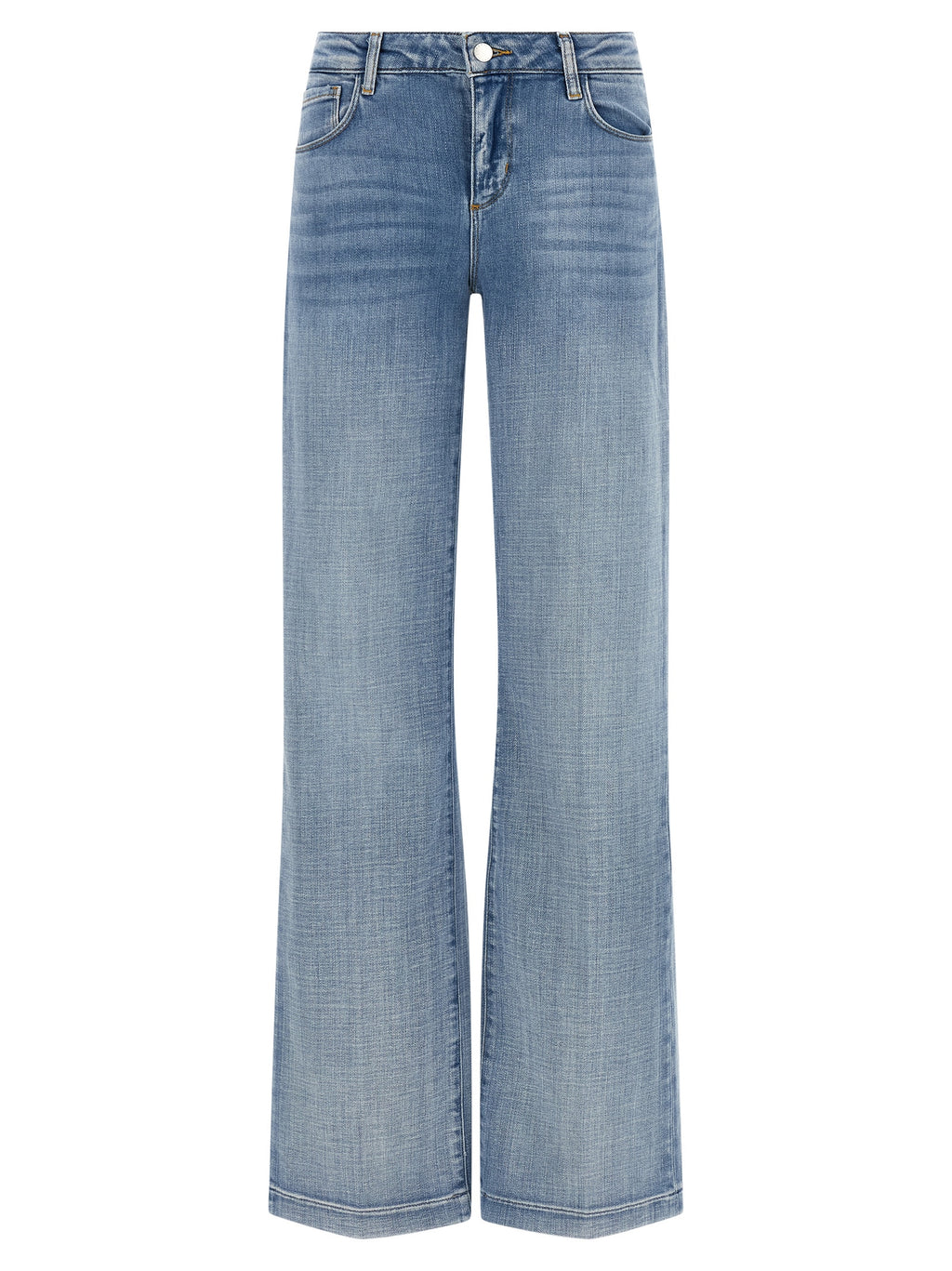 Blue Cotton Straight-Leg Jeans