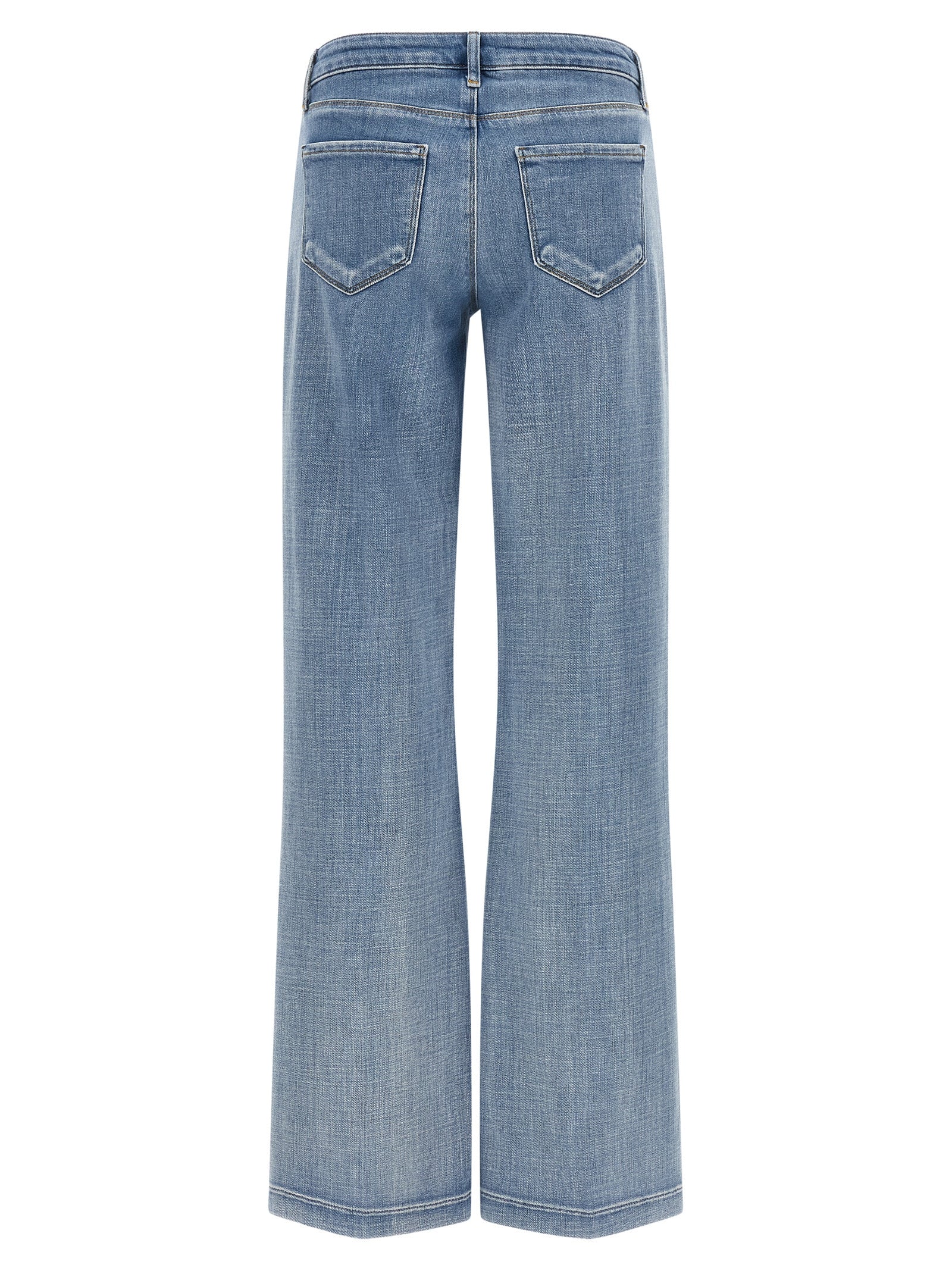 Blue Cotton Straight-Leg Jeans
