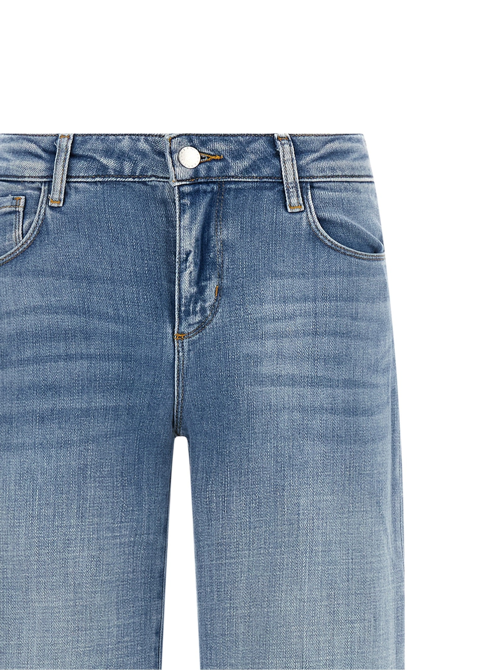 Blue Cotton Straight-Leg Jeans