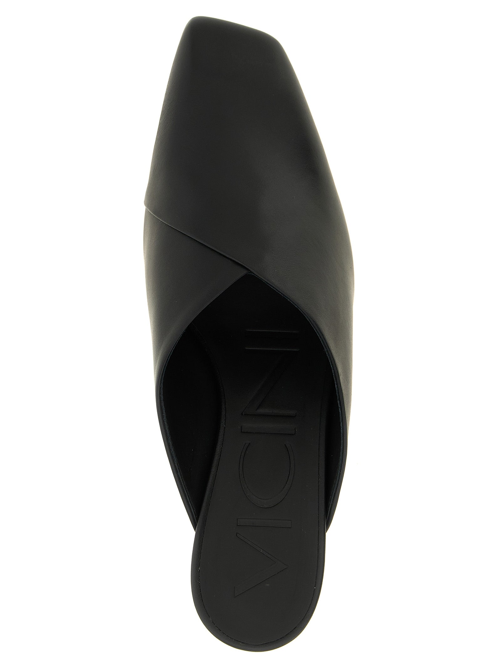 Black Calfskin Mid Heel Pumps