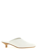 White Calfskin Mid Heel Pumps