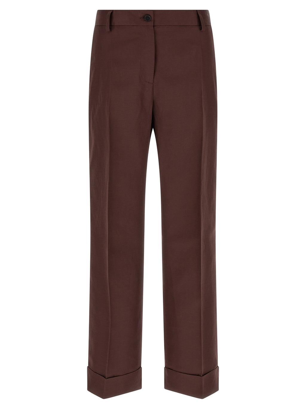 Brown Viscose Casual Pants