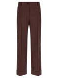 Brown Viscose Casual Pants