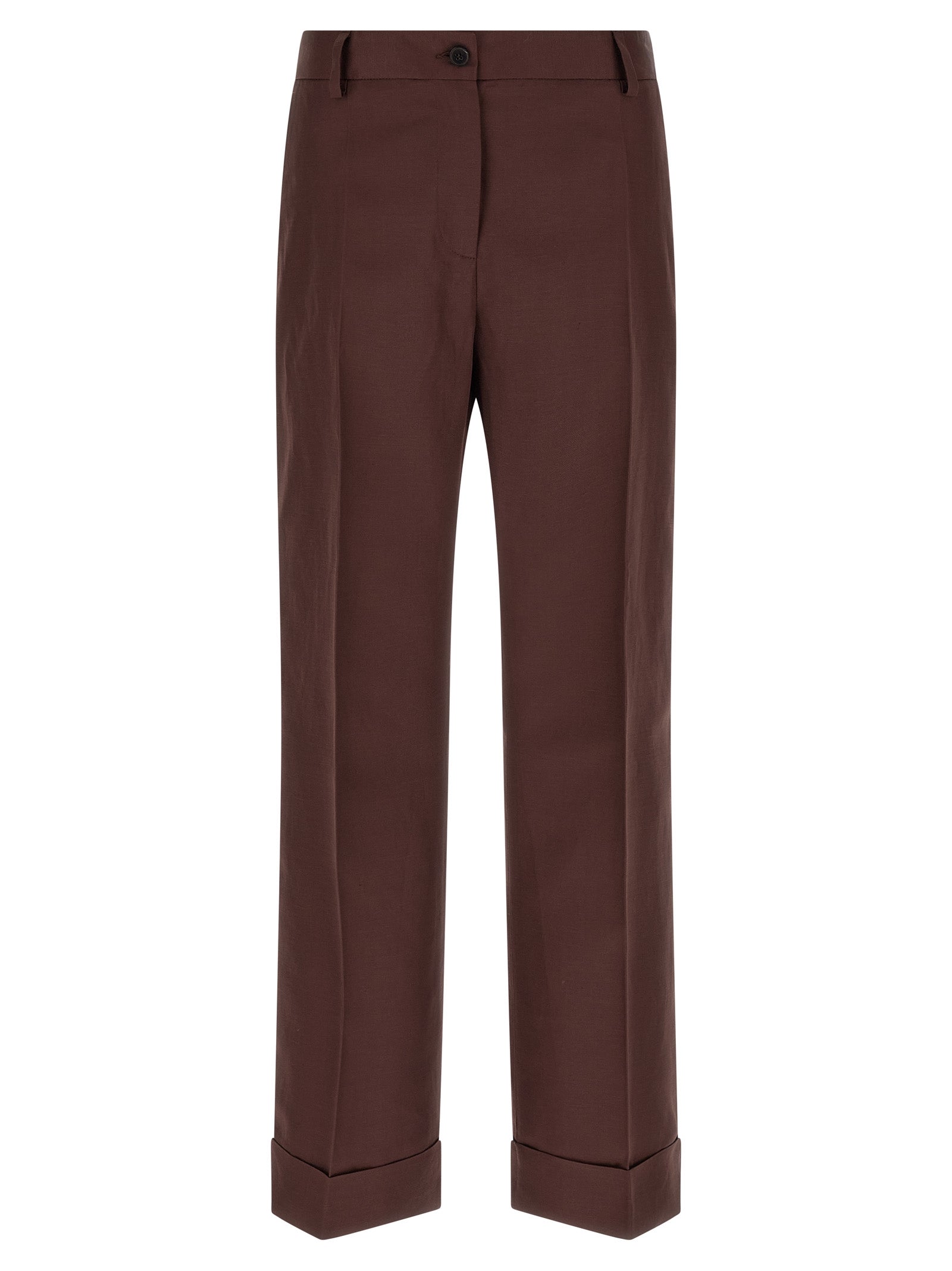 Brown Viscose Casual Pants