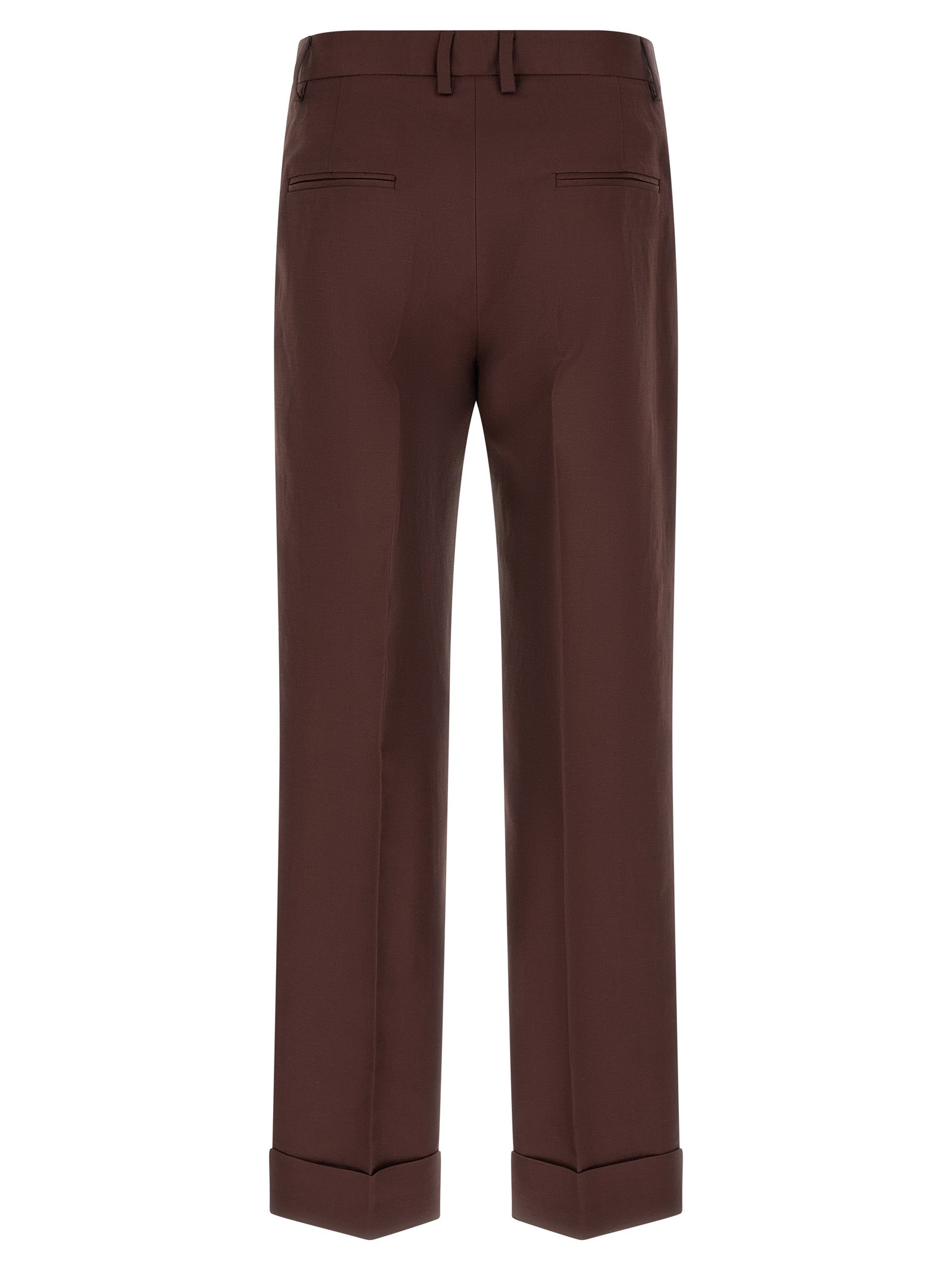 Brown Viscose Casual Pants