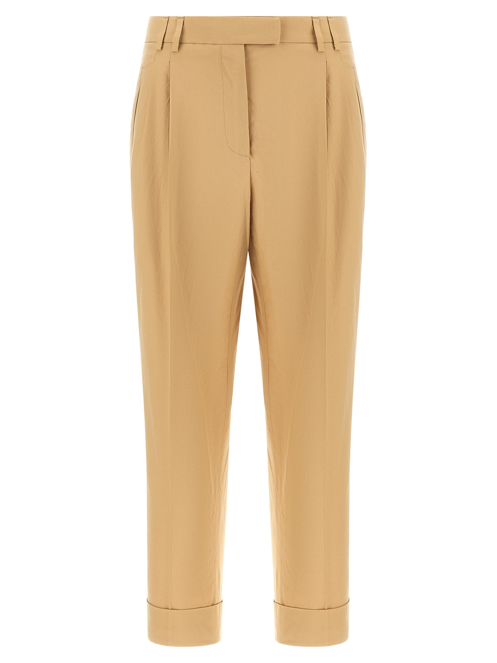 Beige Cotton Casual Pants
