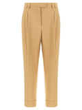 Beige Cotton Casual Pants