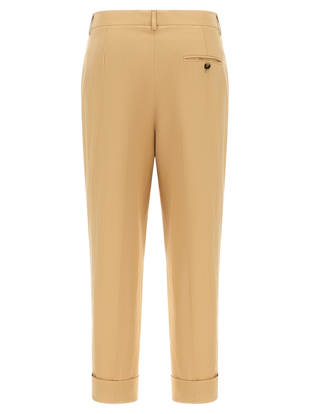 Beige Cotton Casual Pants