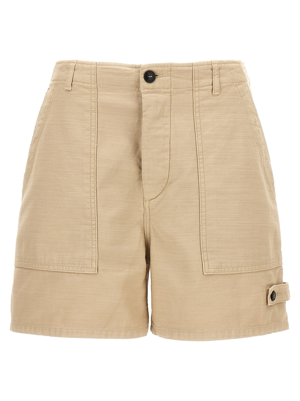 Beige Cotton Bermuda Shorts