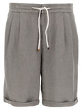 Gray Linen Bermuda Shorts