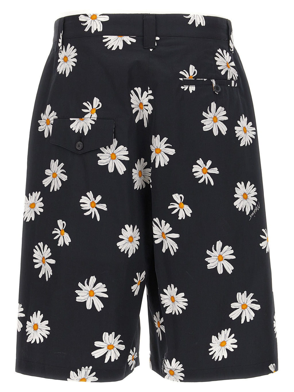 Black Cotton Bermuda Shorts