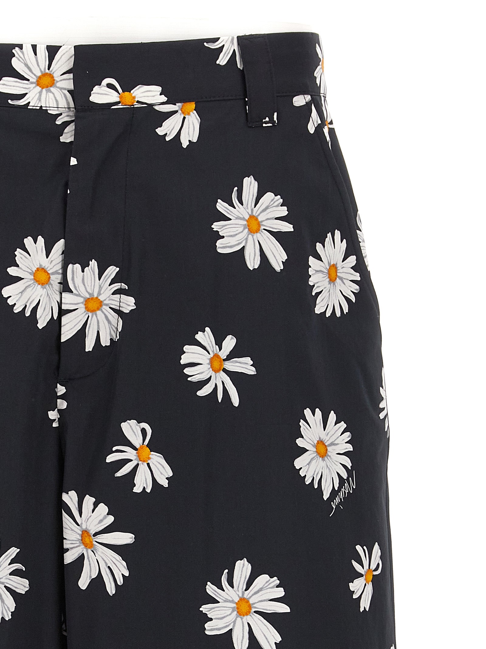 Black Cotton Bermuda Shorts