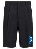 Black Polyester Bermuda Shorts