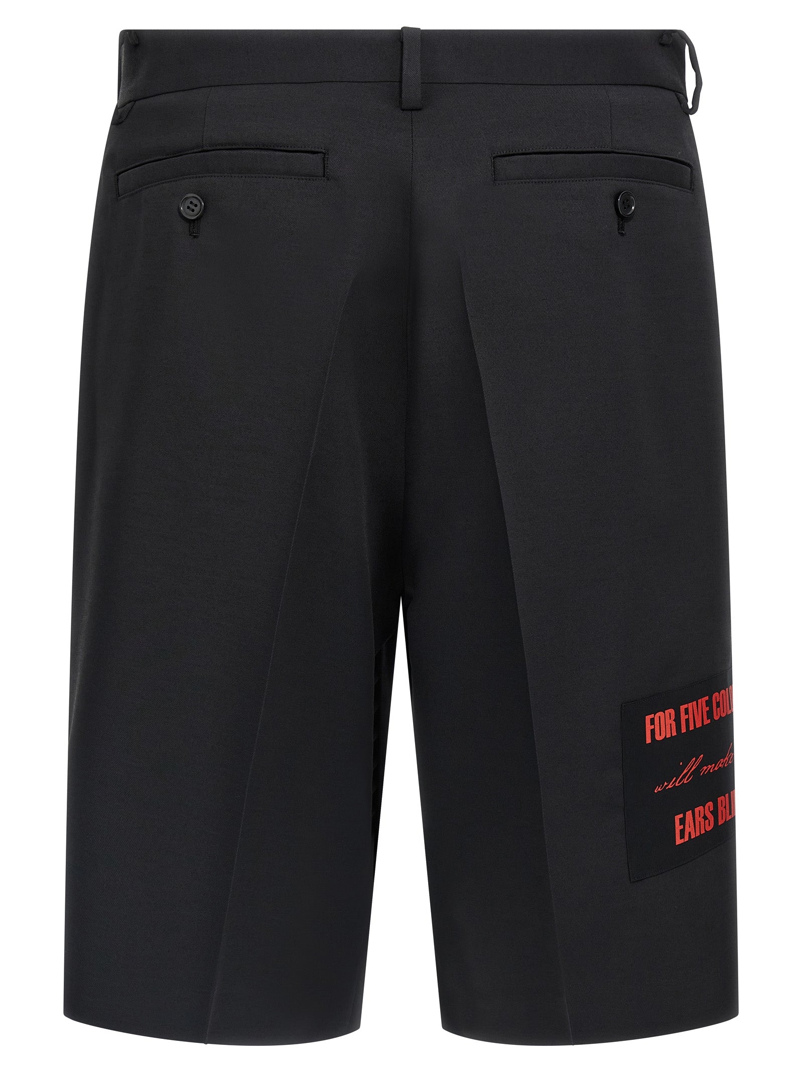 Black Polyester Bermuda Shorts