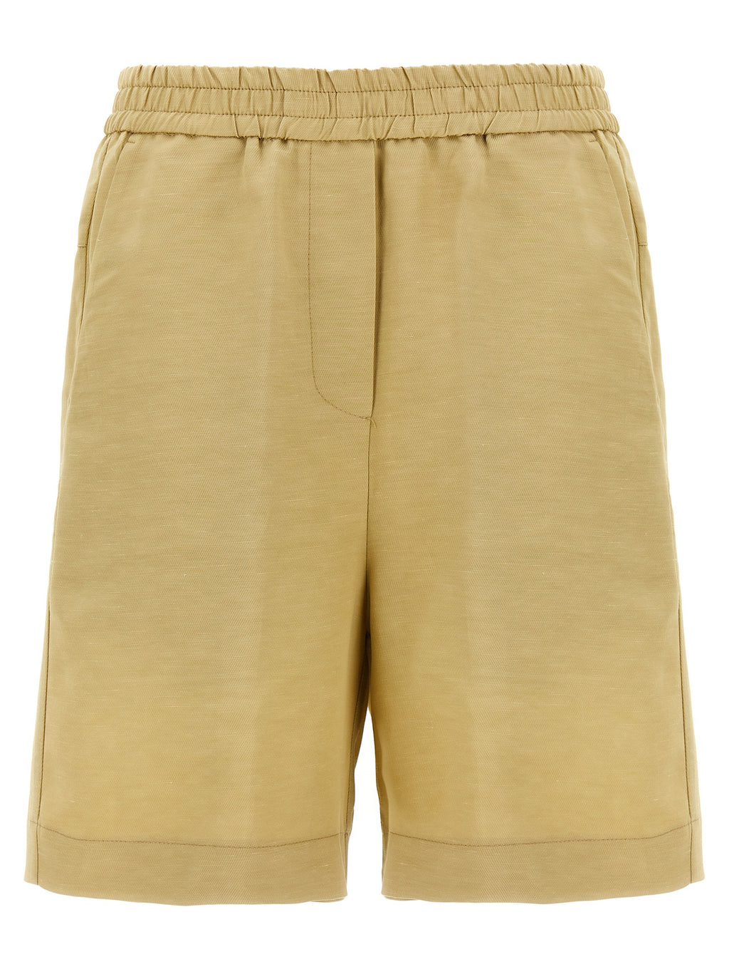 Beige Viscose Bermuda Shorts