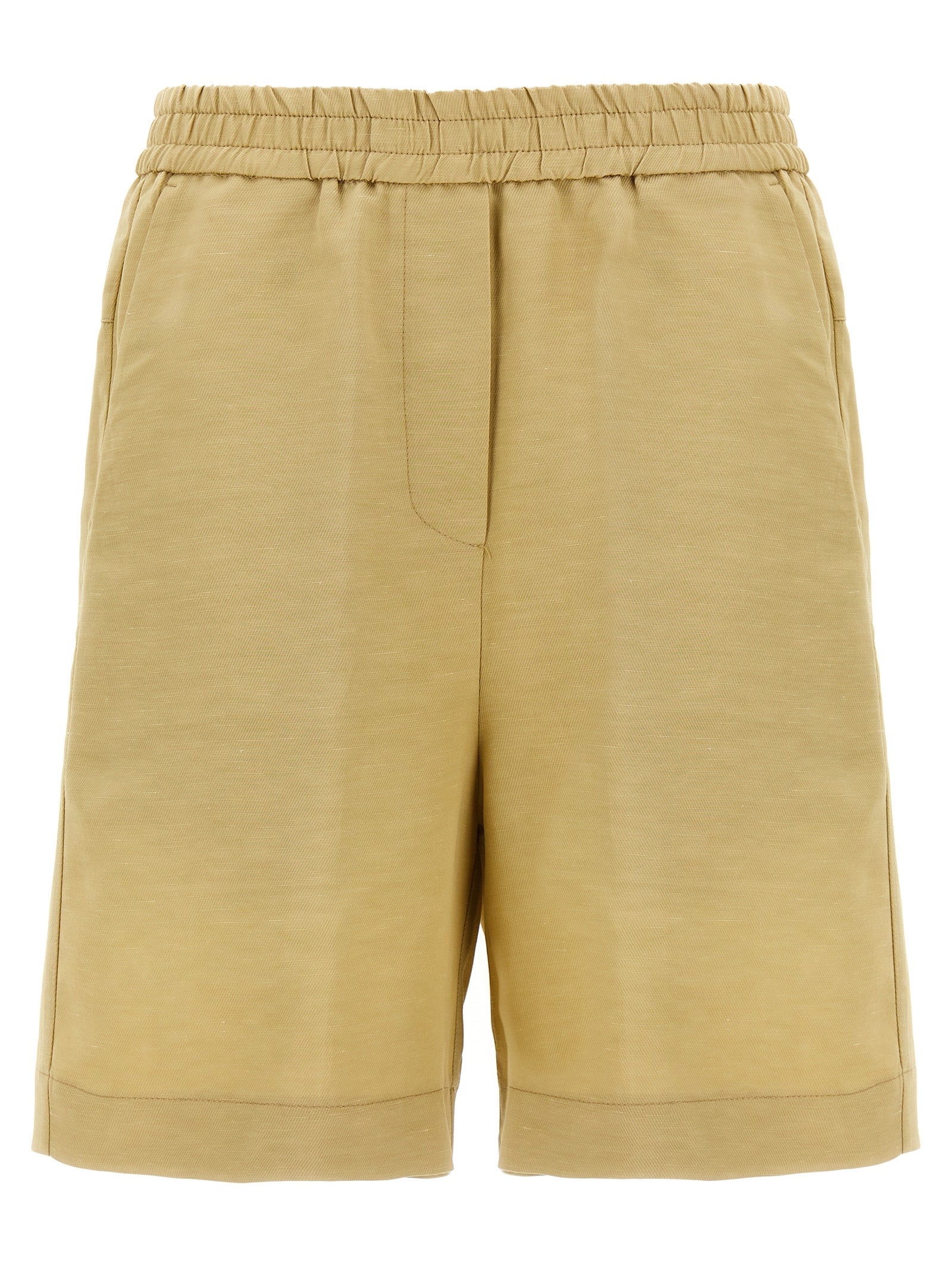 Beige Viscose Bermuda Shorts