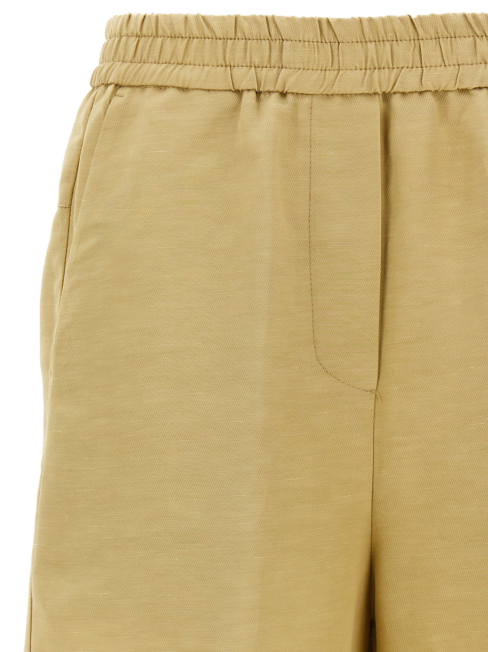 Beige Viscose Bermuda Shorts