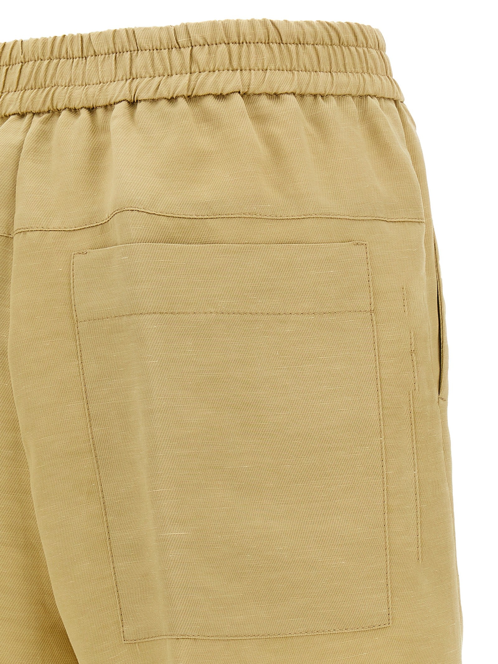 Beige Viscose Bermuda Shorts