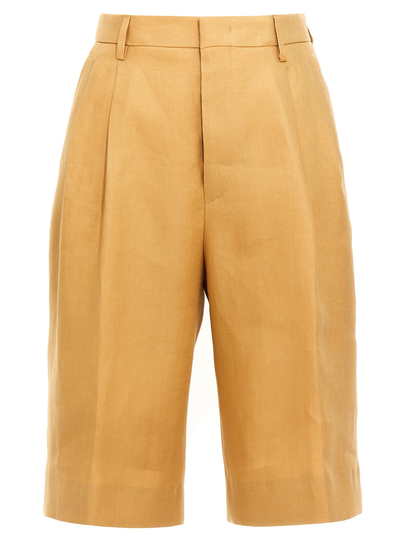 Orange Linen Bermuda Shorts