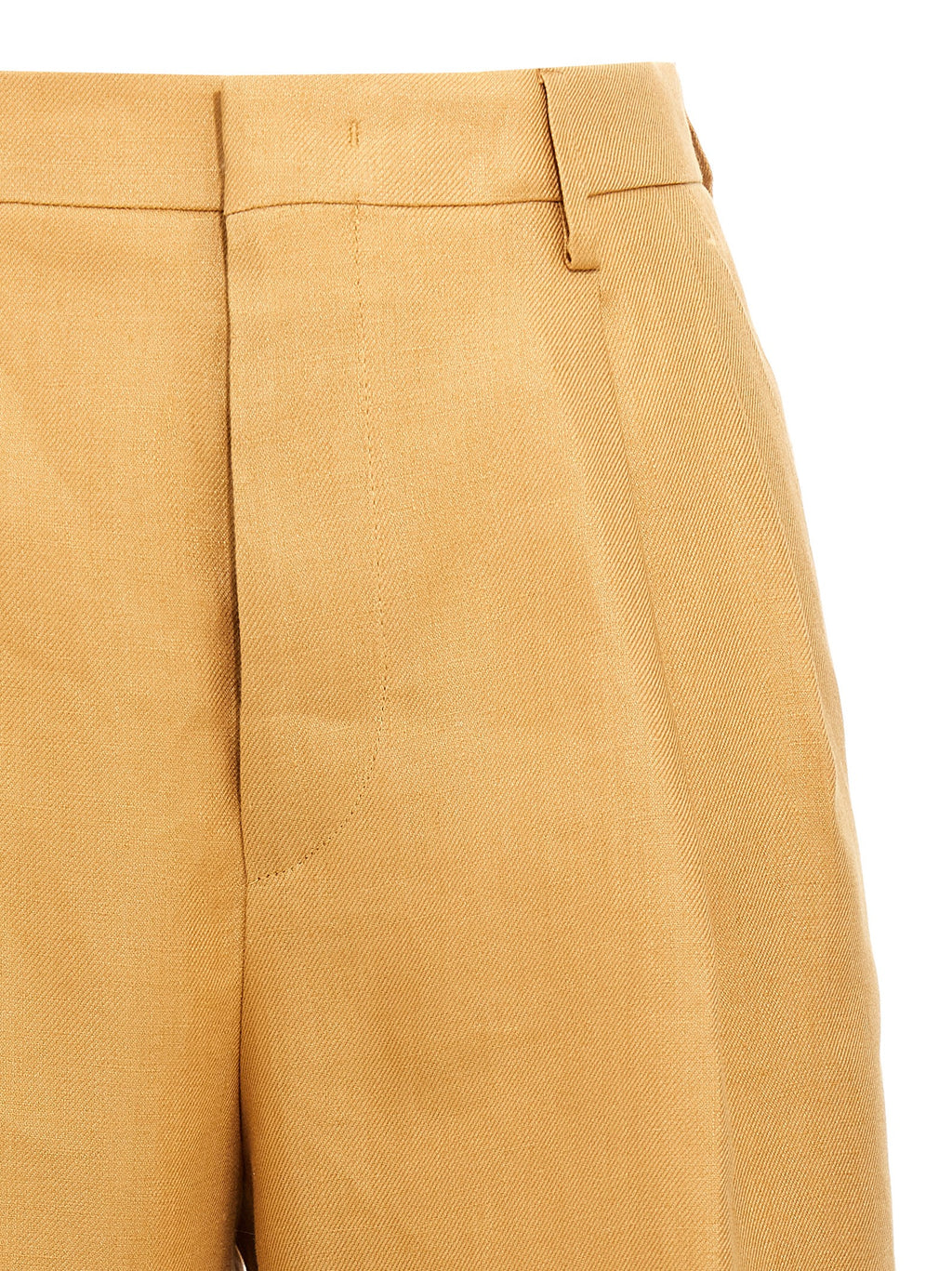 Orange Linen Bermuda Shorts