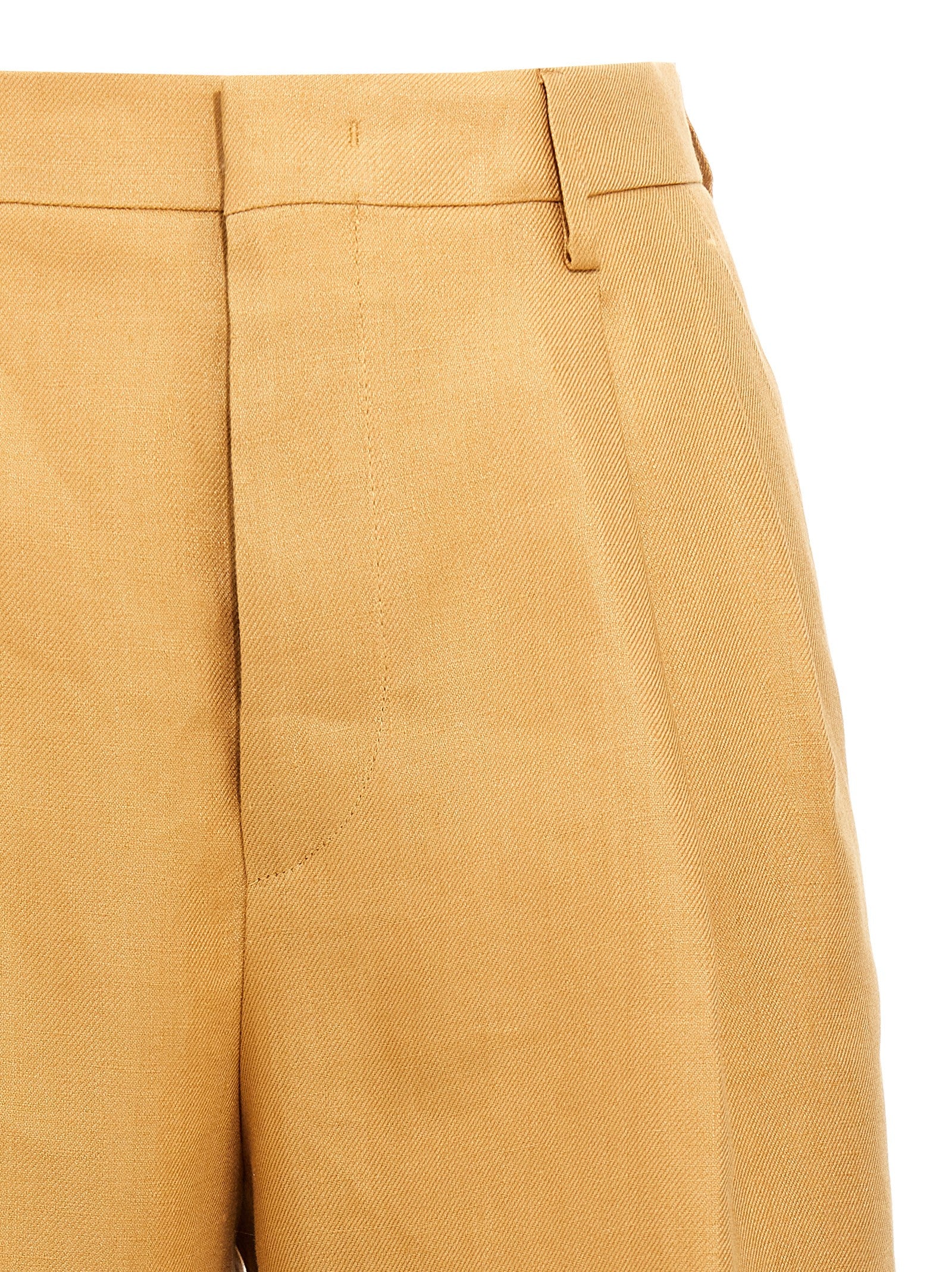 Orange Linen Bermuda Shorts