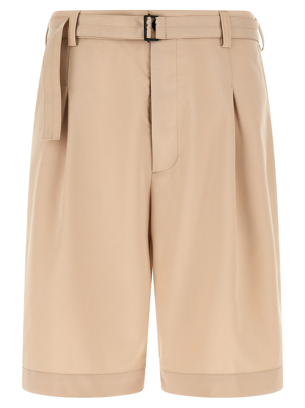 Beige Polyester Bermuda Shorts