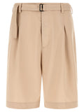 Beige Polyester Bermuda Shorts