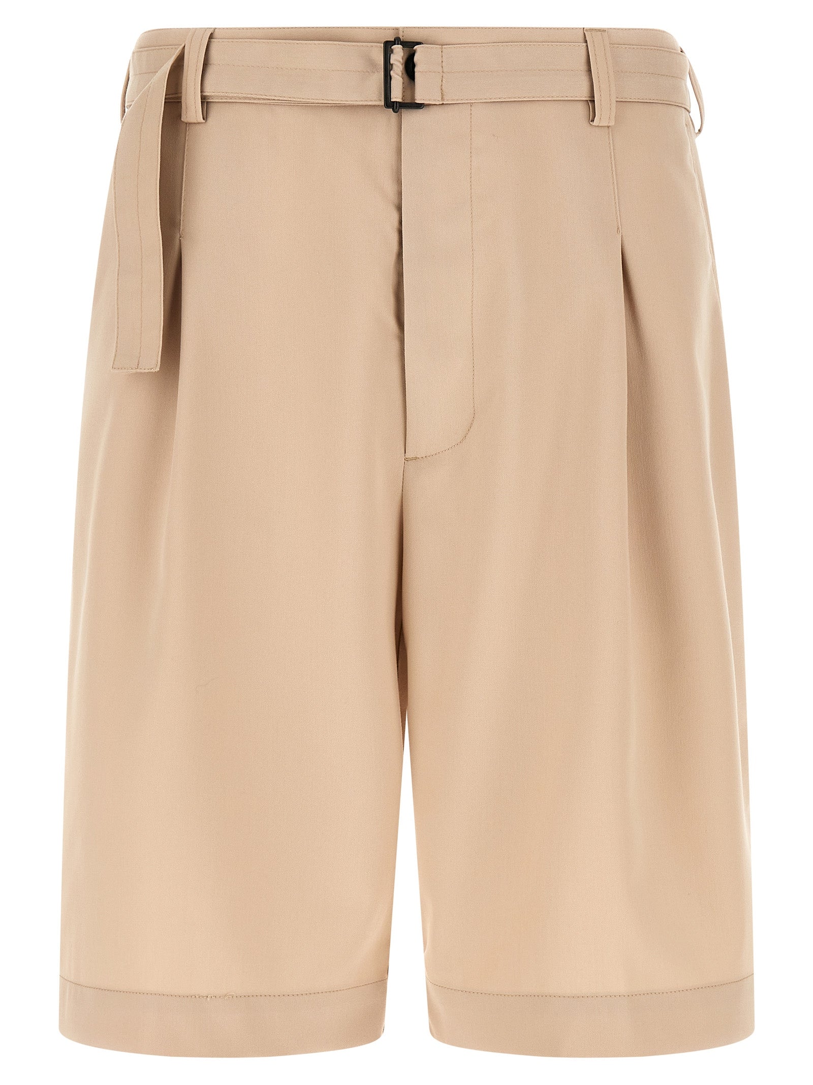 Beige Polyester Bermuda Shorts