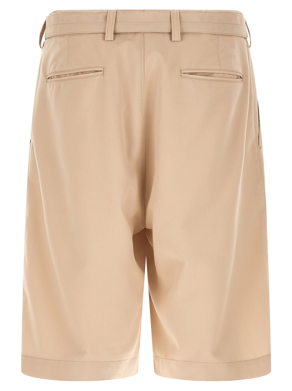 Beige Polyester Bermuda Shorts