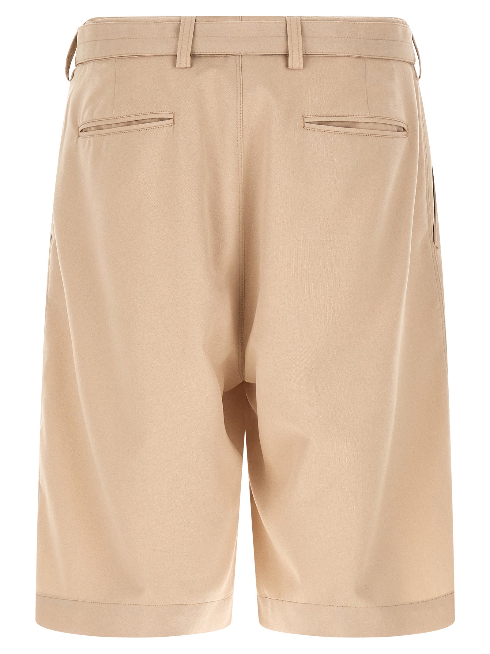 Beige Polyester Bermuda Shorts